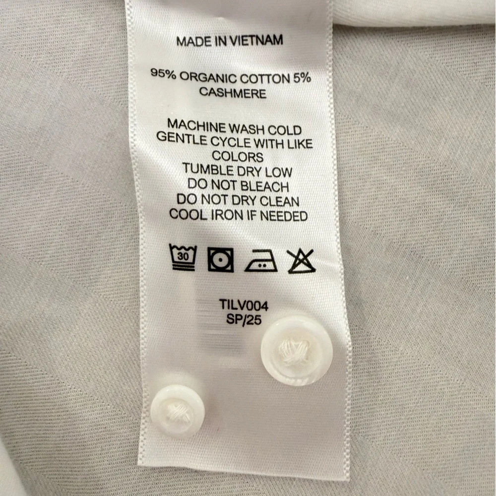 Quince White Organic Cotton Cashmere Brushed Twill Long Sleeve Shirt Size M NWT - Picture 8 of 8